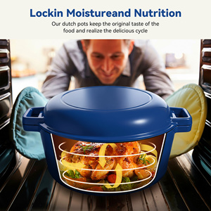 Cocotte en fonte émaillée 6QT avec couvercle 2QT, pot émaillé avec poignées, compatible four, pour rôtir, cuire et toutes surfaces de cuisson - Product Image 2