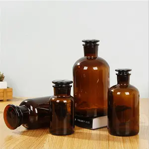 50ml 125ml 250ml 500ml 1000ml geniş ağızlı Amber eczacı reaktif cam şişe