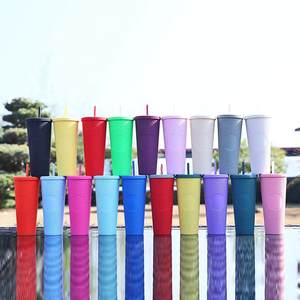 Vaso de Plástico Acrílico de 24 oz, Vaso DiamondBottle de Doble Pared, Reutilizable, con Rejilla de Tachuelas, con Tapa y Pajita - Product Image 3