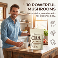 Extraits de plantes 10 en 1, poudre de café aux champignons, boost d'énergie instantané, concentration mentale, soutien immunitaire, sans sucre