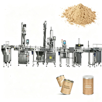 Machine d'emballage entièrement automatique pour poudres, peptides, café et protéines en vrac, avec tarière électrique, remplissage de poudres, et capsulage de flacons et bocaux de produits chimiques secs