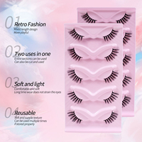 Tryphaena 5 paires de faux cils demi-complets en forme d'oeil de chat en gros maquillage de marque privée faux cils vaporeux