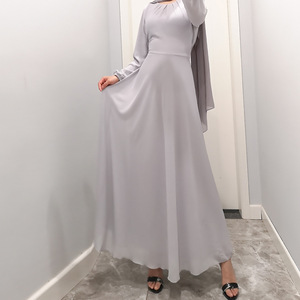 <span class=keywords><strong>Vestido</strong></span> largo de gasa elegante para <span class=keywords><strong>mujer</strong></span> de nuevo diseño, <span class=keywords><strong>vestido</strong></span> hermoso de talla grande de Color sólido para verano, transpirable para Eid musulmán - Product Image 3