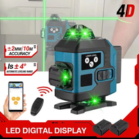Nivel Láser Rotatorio 4D Verde de 16 Líneas, Autonivelante, Inalámbrico, con Control Remoto, 360 Horizontal y Vertical, MYJ-W10, 16 Líneas
