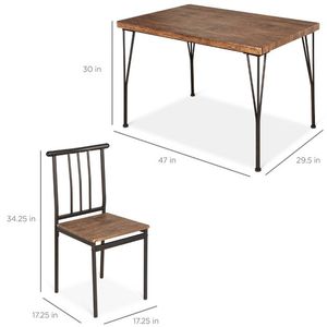 5 pièces <span class=keywords><strong>en</strong></span> métal et <span class=keywords><strong>bois</strong></span> intérieur moderne <span class=keywords><strong>cuisine</strong></span> industrielle Table à manger ensemble pour <span class=keywords><strong>cuisine</strong></span> salle à manger <span class=keywords><strong>Dinette</strong></span> petit déjeuner Nook 4 chaises - Product Image 6