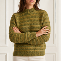 Pull en maille épaisse mélangée personnalisé pour femme, col rond, olive-moutarde, tricot gaufré, usine OEM ODM