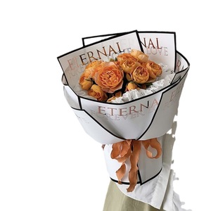 Papel rojo de <span class=keywords><strong>Internet</strong></span> blanco y negro simple letras inglesas papel de regalo de flores tienda de flores materiales florales - Product Image 5