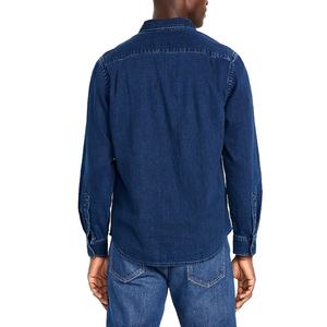 เสื้อเชิ้ตเดนิมผู้ชายสีน้ำเงินเข้ม ผ้าฝ้าย 100% แฟชั่นลำลอง สั่งทำโลโก้ได้ ขายส่ง - Product Image 6