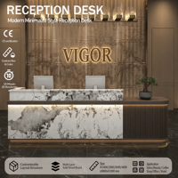 Comptoir de réception incurvé à deux niveaux pour hôtel, spa, salon, clinique, bureau, boutique