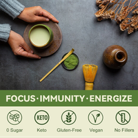 Lifeworth Champignons adaptogènes Avoine Poudre laiteuse mélanges thé vert latte au lait