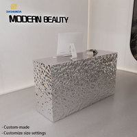 Comptoir de réception / table de bar / comptoir de caisse moderne minimaliste en acier inoxydable, hauteur 90 cm, largeur 120-240 cm, pour magasins de vêtements