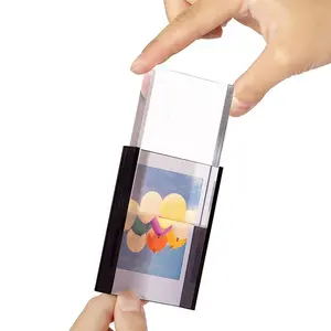 Akrilik Mini blok çerçeve masaüstü Polaroid çerçeve fotoğraflar için küçük 2x3 Polaroid akrilik resim çerçevesi