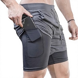 Custom Logo Men's Double <b>Layer</b> Blank Sports Athletic Workout Running Gym Shorts With Liner Breathable 2 In 1 Activewear Shorts - Product Image 1