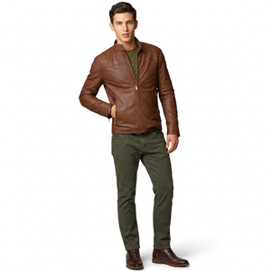 Bespoke Men Dark Brown Lambskin Leather Coat Classic Lapel Collar Winter Stylish Men Genuine Leather <b>Jackets</b> - Product Image 6