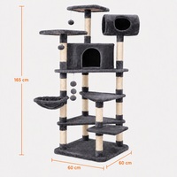 Arbre à chat multi-étages en gros de 165 cm avec tube, niche, hamac et poteau à gratter en sisal pour plusieurs chats