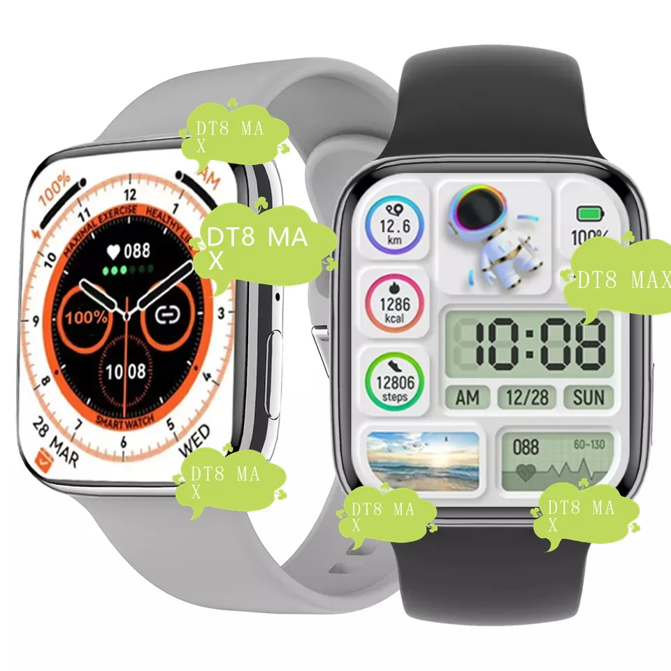 Waterproof IP68 BT Call 2.0inch DT8 MAX NFC Smartwatch Series 8 Reloj Smart Watch Temperature Heart Rate Blood Pressure
