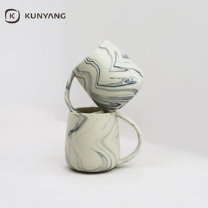 Tazas de cerámica <span class=keywords><strong>blanca</strong></span> nórdica, taza de arcilla de vientre grande de mármol, tazas de gres hechas a mano, tazas de café de cerámica al por mayor - Product Image 2