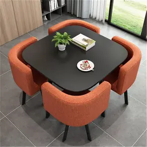 2022 New Design 4 And 6 Seat Velvet Chairs Round Rotary Marble Top Modern Dining Table Set