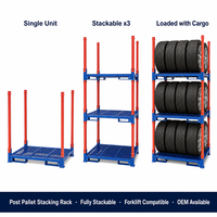 Étagère de stockage de pneus en acier laminé à froid robuste, anti-rouille, à poteaux ronds, empilable et démontable pour entrepôt et atelier
