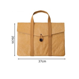 Washable Kraft Paper <b>Laptop</b> <b>Sleeve</b> Bag Double Layer Shockproof Felt Lining Handheld Notebook Carrying Case - Product Image 2