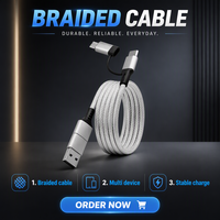 Câble de charge rapide magnétique 4-en-1 de 1 m, PD 60W, auto-enroulant, pour appareils mobiles – Meilleures ventes