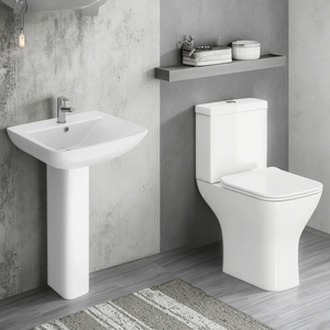 Zweiteiliges Randloses Stand-WC mit P-Siphon, Hochwertiger Verlängerter Toilettensitz, Komfort-Höhe - Product Image 6