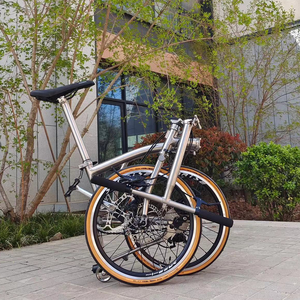 Vélo pliant 20 pouces pour femme, cadre en titane, entièrement amorti, avec freins à disque et 3 vitesses - Product Image 1