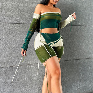 Ensemble de 2 pièces en tricot au crochet pour femme, ensembles de pulls et de shorts sexy confortables - Product Image 2