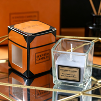 Bougie parfumée artisanale de luxe en verre carré, bougie en cire de soja, aromathérapie, logo personnalisé pour mariage, maison, hôtel, spa, décoration