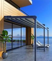 Gazebo rétractable en alliage d'aluminium imperméable, structure entièrement en aluminium, toit à lamelles pour cour extérieure