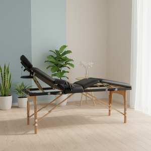 Table de massage pliante professionnelle à 4 sections - Lit réglable avec cadre en bois et repose-tête pour les centres de <span class=keywords><strong>spa</strong></span> et de bien-être - Product Image 3