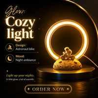 Lampe LED multicolore en forme d'anneau pour salon, taille moyenne, avec base en forme de lune, pour chambre à coucher, bureau, décoration, cadeau