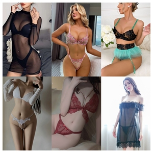 Factory Made Sexy Lace Lingerie Set Women's Underwire <b>Bra</b> Thong Garter Straps <b>Sheer</b> Hollow Out Bodysuit Costume See Through - Product Image 2