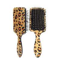 Brosse à cheveux populaire à double face imprimé léopard, peigne coussin d'air à dents denses, brosse démêlante massante pour le cuir chevelu