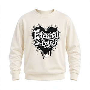 Men's Cream Cotton Crewneck Pullover <b>Sweatshirt</b> Valentine Graphic <b>Sweatshirt</b> - Product Image 1