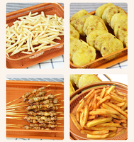 Plateau à légumes en cuivre Plateau de cuisson antiadhésif avec panier à griller à mailles surélevées Ensemble de 2 pièces