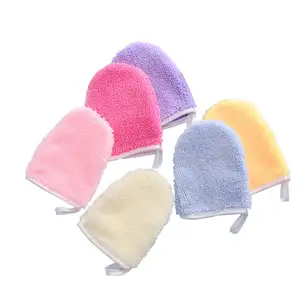 Facial cloth multi-use fabric two-fingers mitts polyester makeup remover microfiber make up remover cleaning gloves