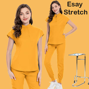 Fabricant Hôpital Femmes Gommage Polyester Respirant 2 Pièces Logo Personnalisé Docteur Dentaire Jogger Soins Infirmiers Scrubs Uniformes Ensembles - Product Image 1