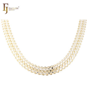 7mm FJ Fallon ファッションジュエリー ビスマルクアンカー クワッドリプルリンクチェーン 14Kゴールドメッキ ツートーンブラス - Product Image 1