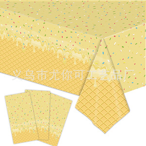 Summer Ice Cream Theme Disposable <b>Tablecloth</b> 274x137cm For Kids Birthday Party Decorations - Product Image 3