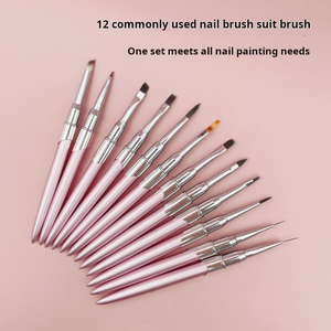 Lot de 12 pinceaux pour nail art ombré, outils de peinture au gel UV, liner, pointeur, diamant, logo personnalisé - Product Image 5