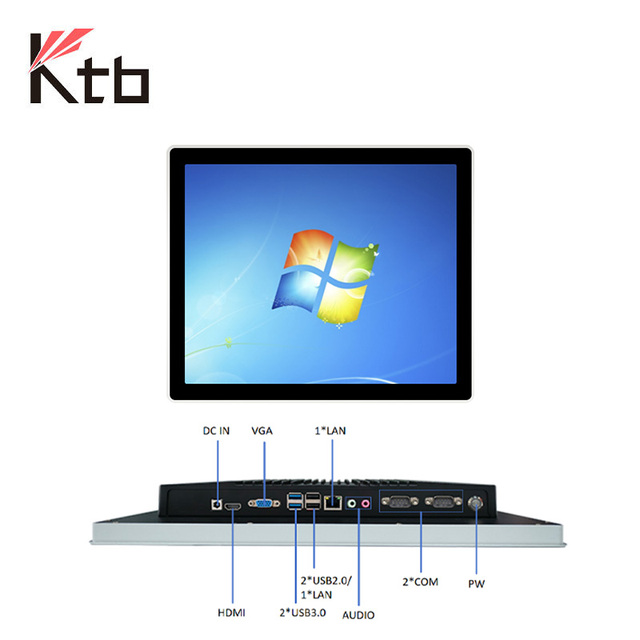 KTB Industrial Embedded Fanless Touch Panel PC IP65 Waterproof Capacitive Multi-Touch Screen Dual Network Industrial Computer