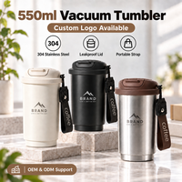 Gobelet isotherme Kingze personnalisé avec logo, 550 ml, en acier inoxydable 304, anti-fuite, pour café, vente en gros en vrac pour marques de cafés