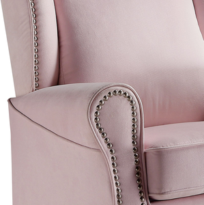 Fauteuil à bascule moderne en tissu rose avec fonction pivotante, durable et confortable, idéal pour le salon - Product Image 3