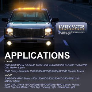 3 <span class=keywords><strong>feux</strong></span> <span class=keywords><strong>de</strong></span> gabarit LED pour cabine, lentille fumée, 30 LED, clignotants <span class=keywords><strong>de</strong></span> toit ambre, étanches 12V pour Chevrolet Silverado 2002-2007 - Product Image 2