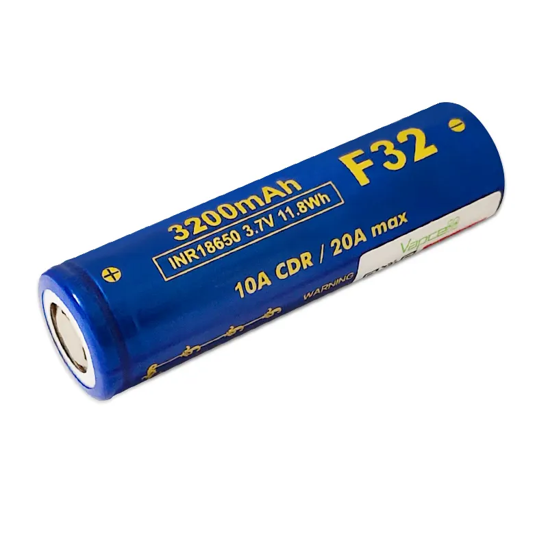 円筒形大容量Vapcell INR18650 F32 3200mAh 10A/20A3.7vリチウムイオンバッテリーセル性能MH1/32E/MG1よりも優れています