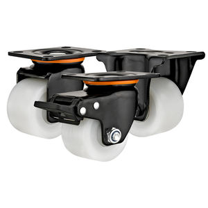 גלגל ניילון לבן 2 2.5 3 אינץ' עמיד במיוחד, פרופיל נמוך, 83x60 מ\\\"מ, מיסב כדורי, תושבת סטנדרטית לעגלת יד - Product Image 1