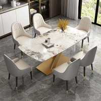 Table à manger rectangulaire moderne en roche, style luxe léger, pour la maison, table et chaises de salle à manger haut de gamme pour le loisir