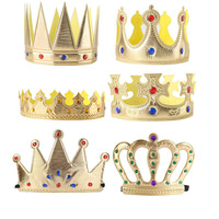 Corona de Tela Brillante para Decoración de Pasteles de Cumpleaños, Accesorios para Disfraces de Príncipe, Sombrero Infantil para Cumpleaños, Sombrero Semielaborado