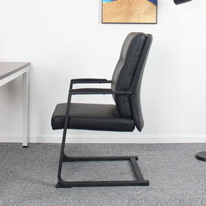 Conference <b>Chair</b> Leather Ergonomic Fixed Armrest Comfortable Office <b>Study</b> Room Commercial Space - Product Image 3